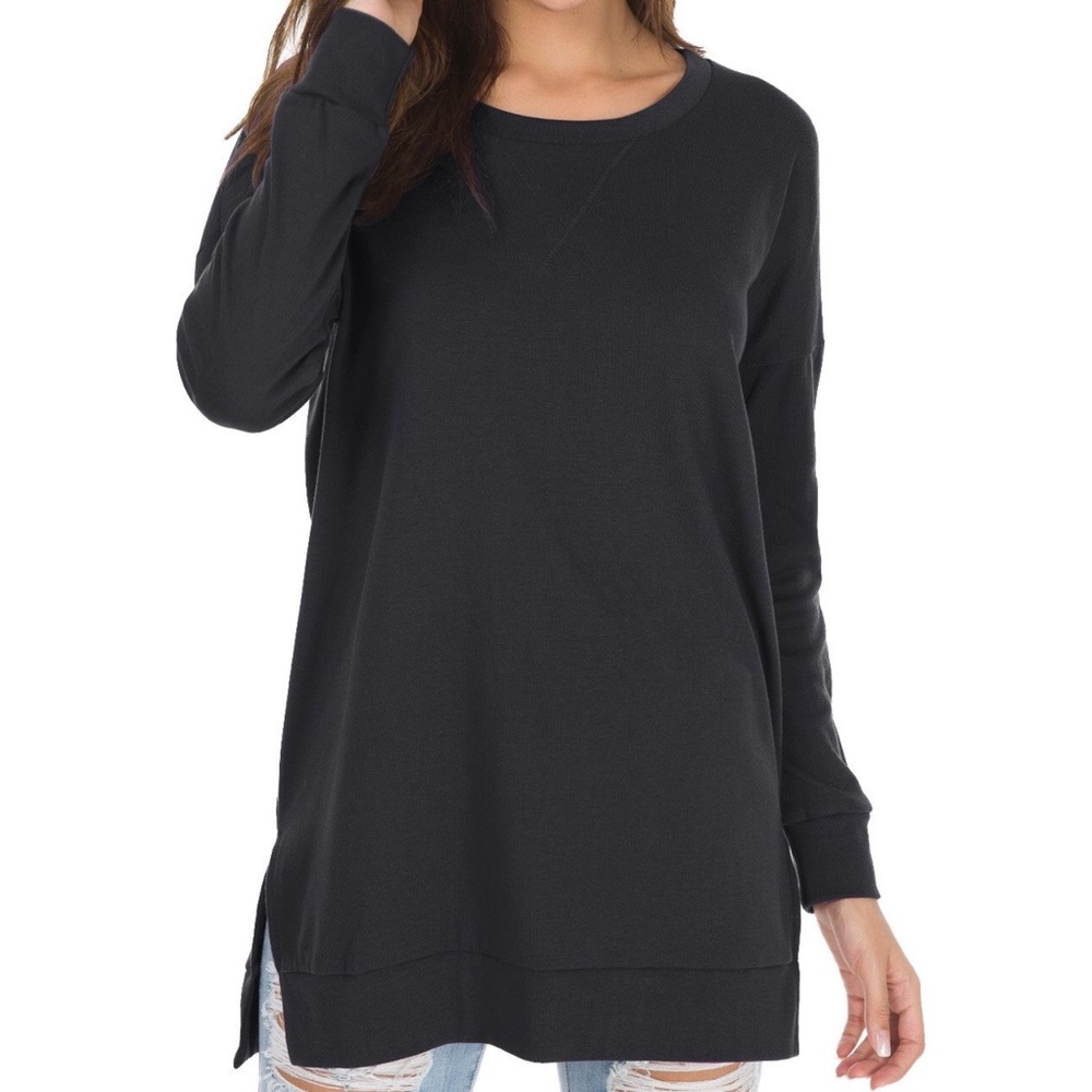 Long Sleeve, Side Split, Loose, Pullover Tunic